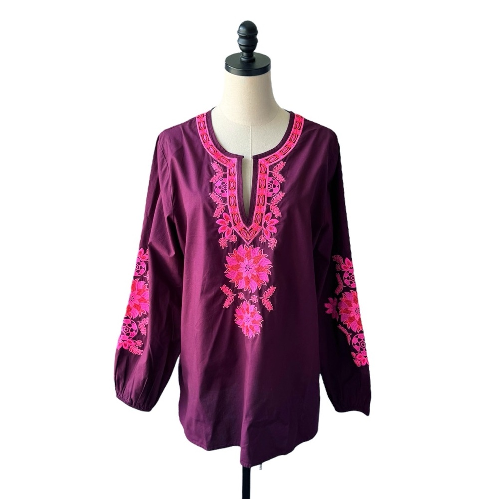 Lilly Pulitzer Coretta Embroidered Tunic in Cherry Ganache | LARGE - Picture 2 of 11